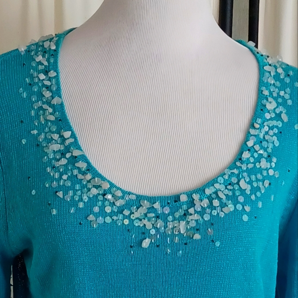 Coldwater Creek Sweater with Shell and Sequin Trim - Size M